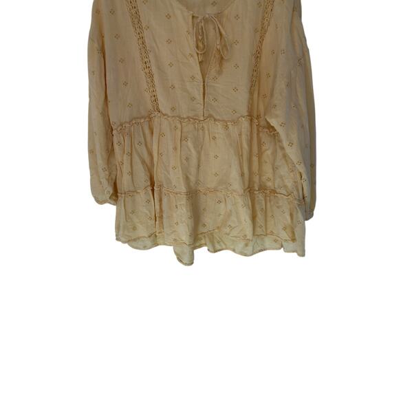 American Eagle Blouse Yellow Eyelet Long Sleeve Dainty Girly Soft Girl Large - Picture 4 of 12